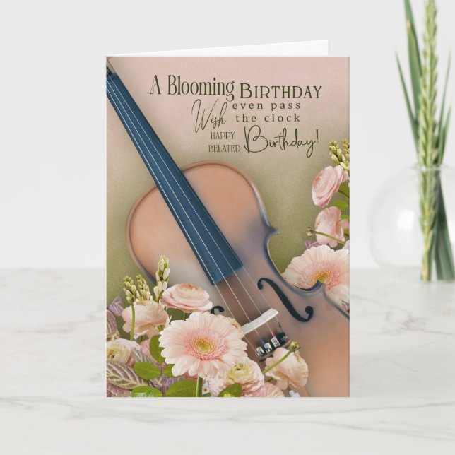 Tarjeta de cumpleaños atrasada para violinista – M (Anverso)