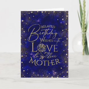 Tarjeta de cumpleaños atrasado para madre con text