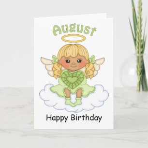 Tarjeta de cumpleaños August Birthstone Angel Blon