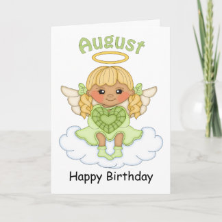 Tarjeta de cumpleaños August Birthstone Angel Blon