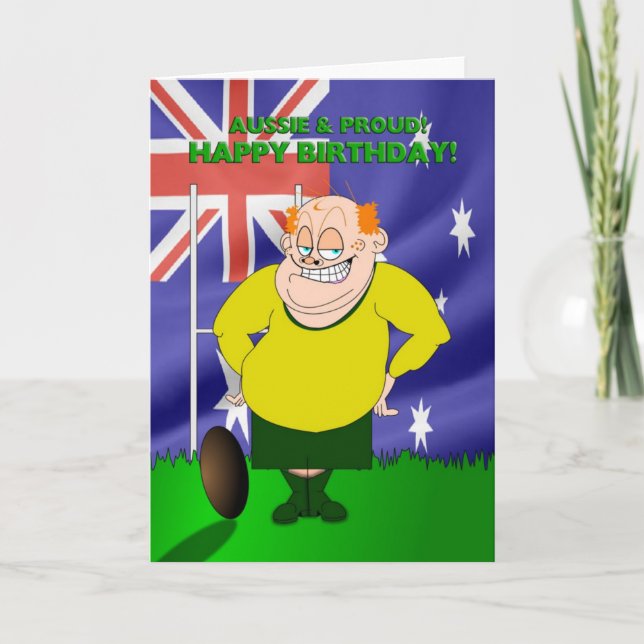 Tarjeta de cumpleaños australiana y orgullosa del (Anverso)