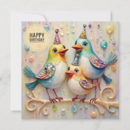 TARJETA DE CUMPLEAÑOS ~ Aves pequeñas ~