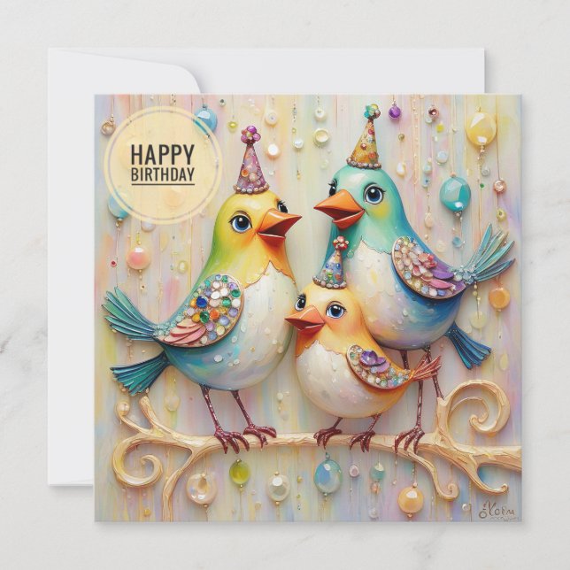 TARJETA DE CUMPLEAÑOS ~ Aves pequeñas ~ (Anverso)