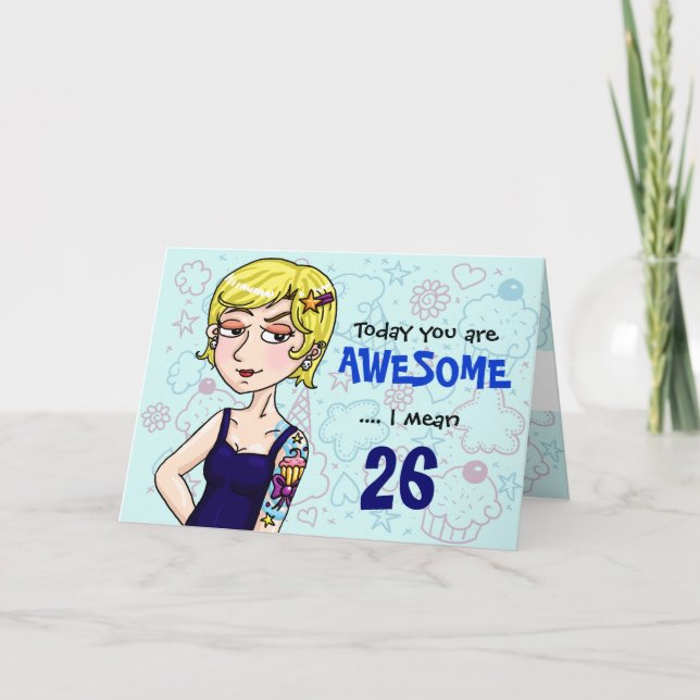tarjeta de cumpleaños Awesome woman tattotos perso (Anverso)
