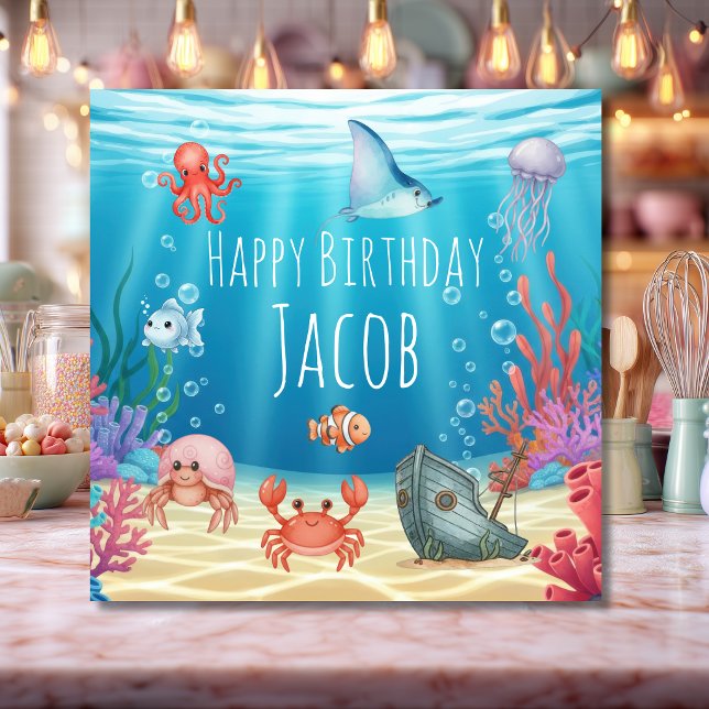 Tarjeta de cumpleaños Azul bajo el mar (Subido por el creador)