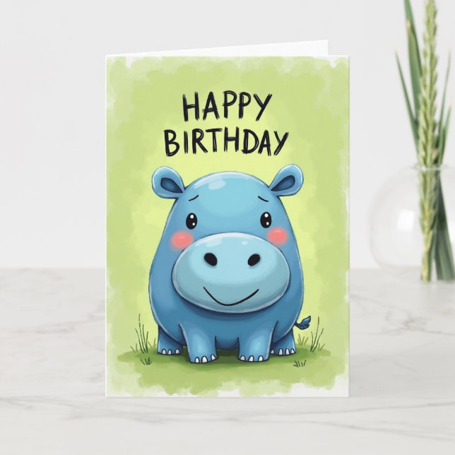 Tarjeta de cumpleaños azul caprichosa (Anverso)