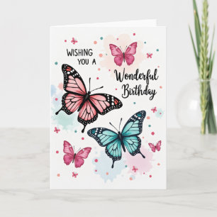 Tarjeta de cumpleaños azul coral