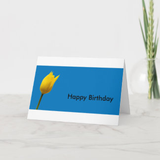 Tarjeta de cumpleaños azul del tulipán amarillo