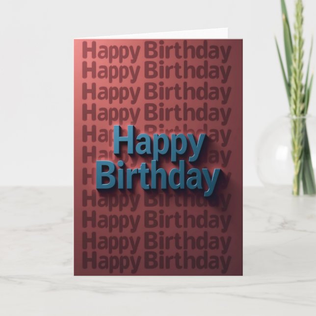 Tarjeta de cumpleaños azul en 3D (Anverso)