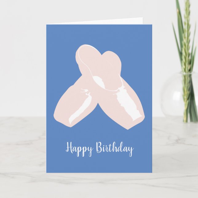 Tarjeta de cumpleaños azul illusima Ballerina Poin (Anverso)
