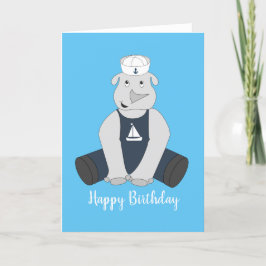 Tarjeta de cumpleaños azul illusima Sailor Rhino