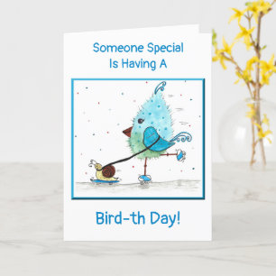 Tarjeta de cumpleaños azul para niños caprichosos