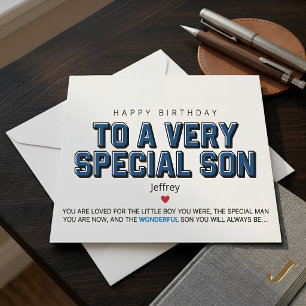 Tarjeta de cumpleaños azul personalizada para hijo