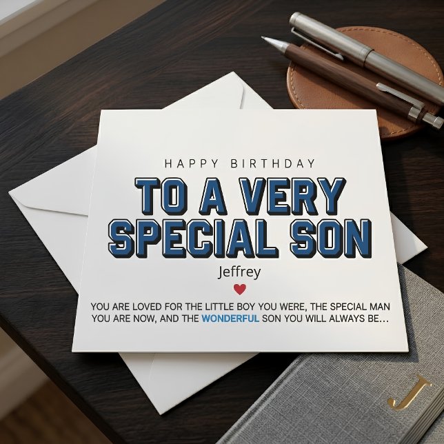 Tarjeta de cumpleaños azul personalizada para hijo (Subido por el creador)
