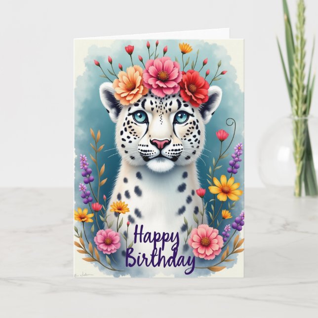 Tarjeta de cumpleaños azul soñadora (Anverso)