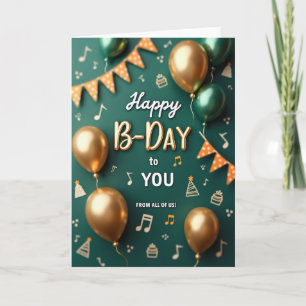 Tarjeta de cumpleaños azul teñido dorado