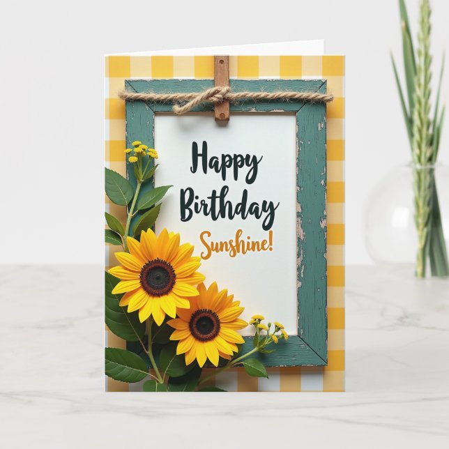 Tarjeta de cumpleaños azul turquesa rústica (Anverso)