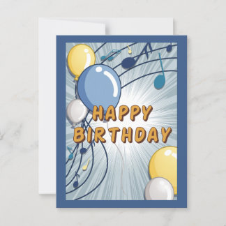 Tarjeta de cumpleaños azul y amarillo