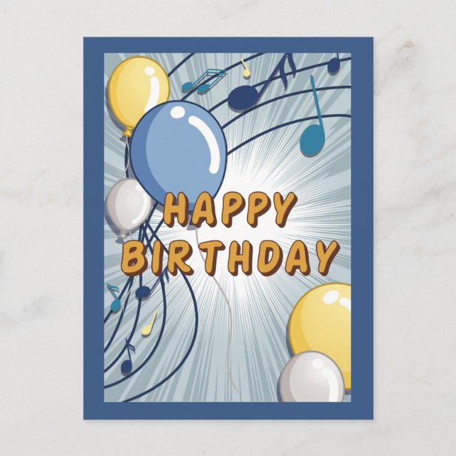 Tarjeta de cumpleaños azul y amarillo (Anverso)