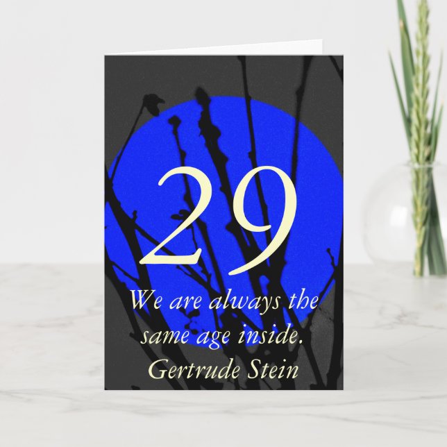 Tarjeta de cumpleaños azul y negro 29 (Anverso)