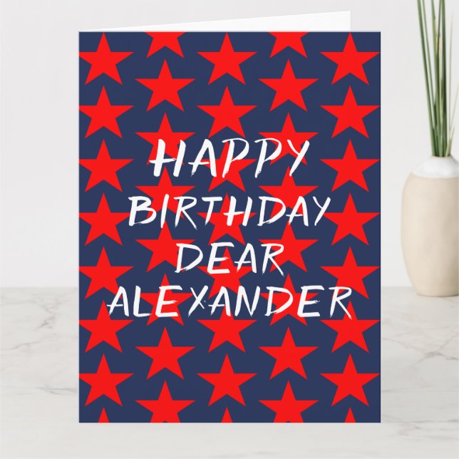 Tarjeta de cumpleaños azul y roja feliz (Anverso)