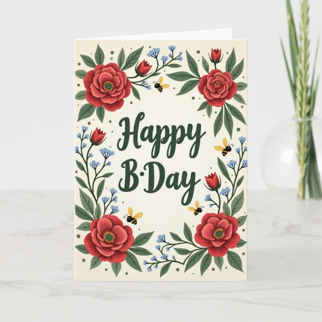 Tarjeta de cumpleaños Azure Floret (Anverso)