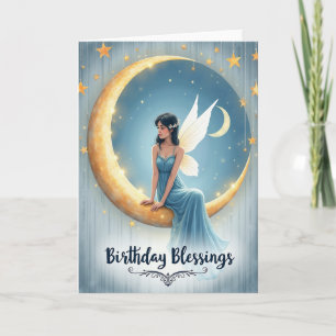 Tarjeta de cumpleaños bajo la luz celestial de la 