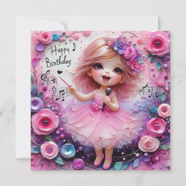 Tarjeta de cumpleaños BALLERINA ~ niño pequeño ~ R (Anverso)