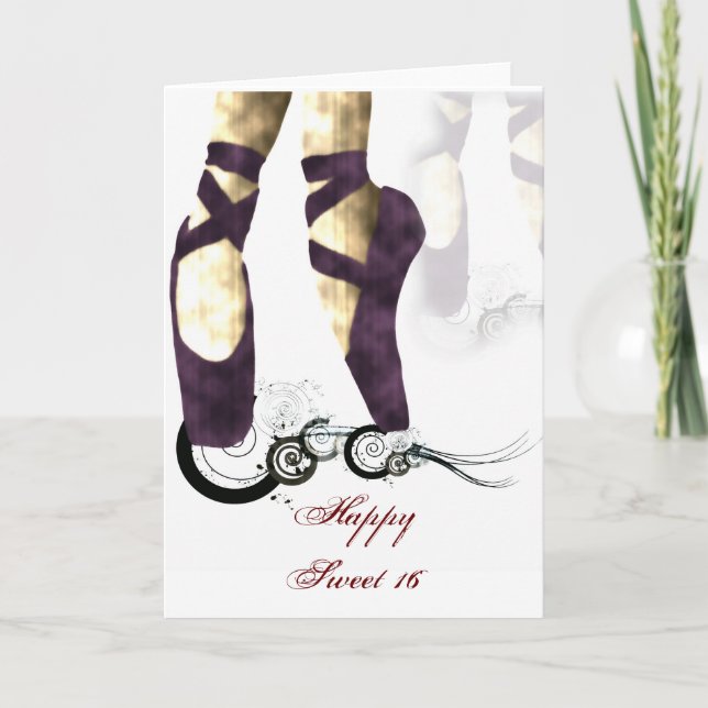 Tarjeta de cumpleaños Ballerina Sweet 16 (Anverso)