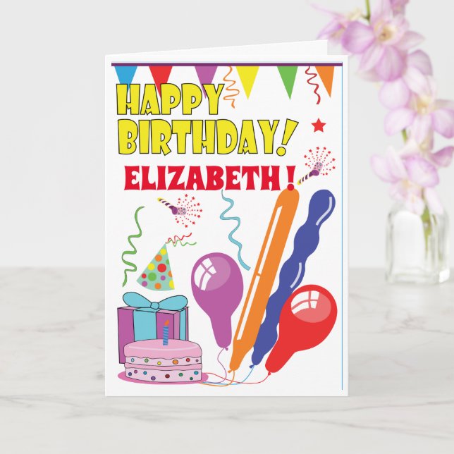 Tarjeta de cumpleaños BALLOON para niños divertido (Orquídea)