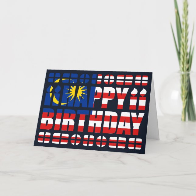 Tarjeta de cumpleaños bandera de Malasia (Anverso)