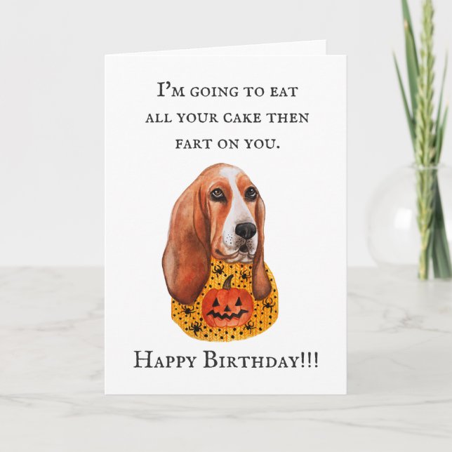 Tarjeta de cumpleaños Basset Hound (Anverso)