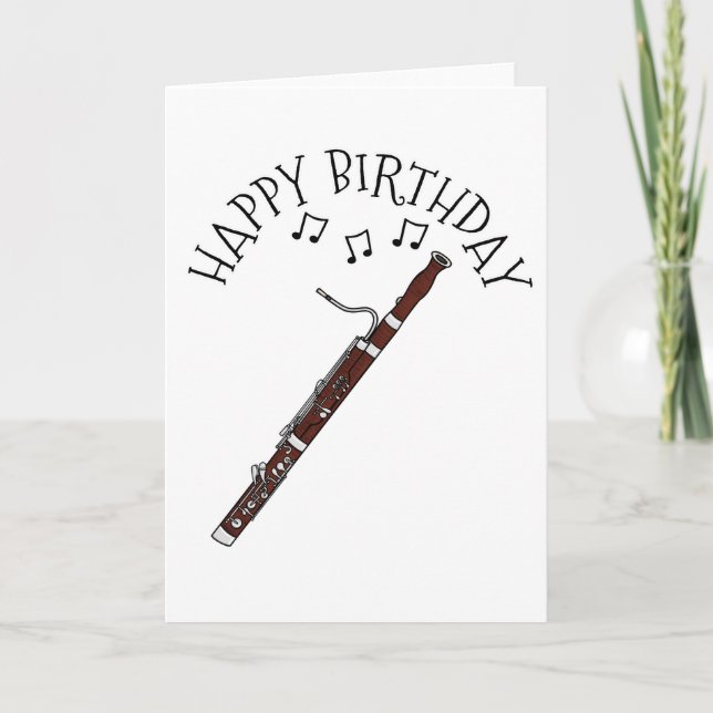 Tarjeta de cumpleaños Bassoon Músico de Woodwind (Anverso)