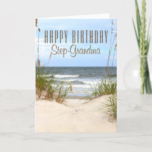 Tarjeta de cumpleaños Beach Step-Grandma