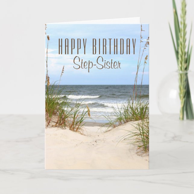 Tarjeta de cumpleaños Beach Step-Sister (Anverso)