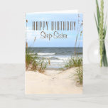 Tarjeta de cumpleaños Beach Step-Sister<br><div class="desc">Playa de hermandad</div>