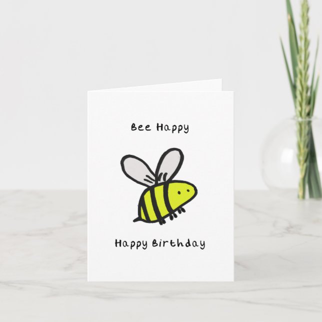 Tarjeta de cumpleaños Bee Happy (Anverso)