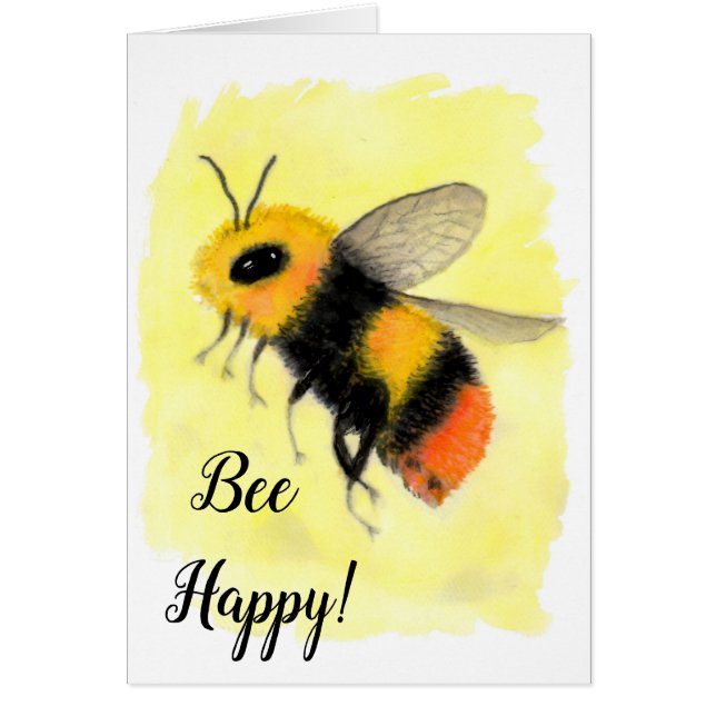 Tarjeta de cumpleaños Bee Happy (Frente)