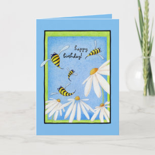 Tarjeta de cumpleaños Bee Happy Daisies
