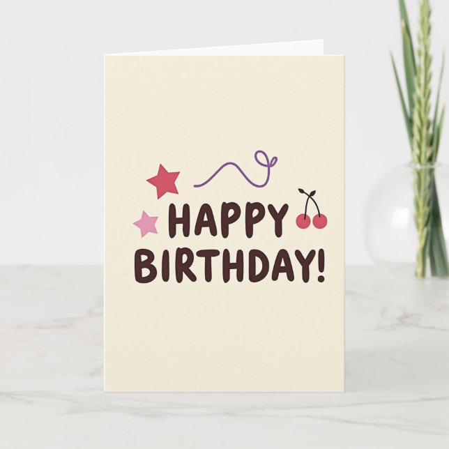 Tarjeta de cumpleaños beige de cacao (Anverso)