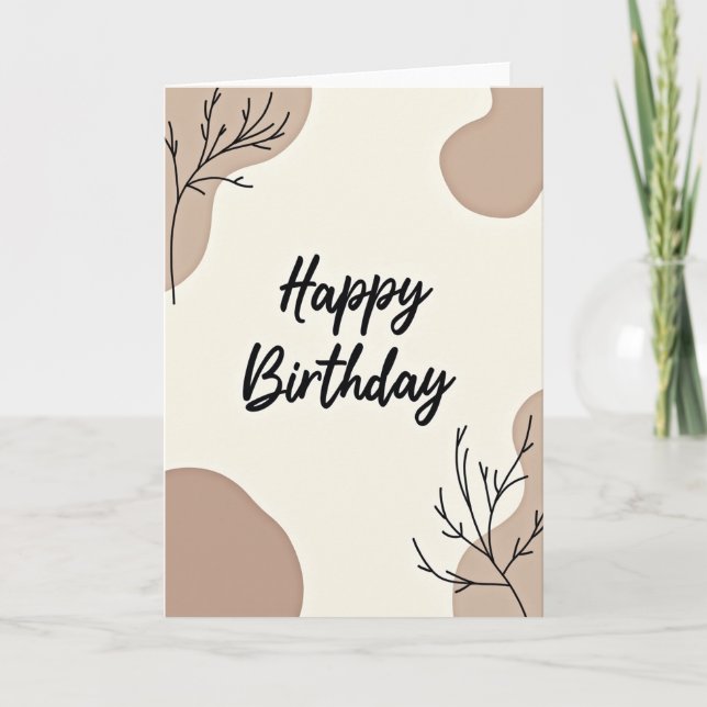 Tarjeta de cumpleaños beige elegante (Anverso)