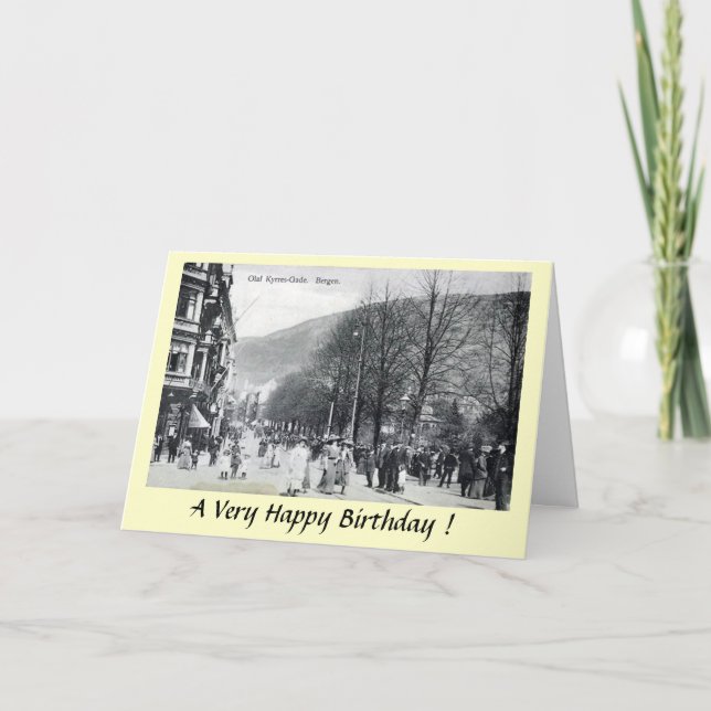 Tarjeta de cumpleaños - Bergen, Noruega (Anverso)