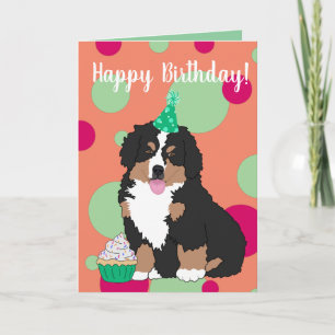 Tarjeta de cumpleaños Bernese Mountain Dog Puppy