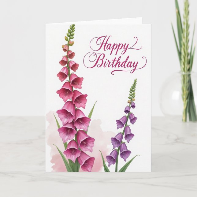 Tarjeta de cumpleaños Berry Script (Anverso)
