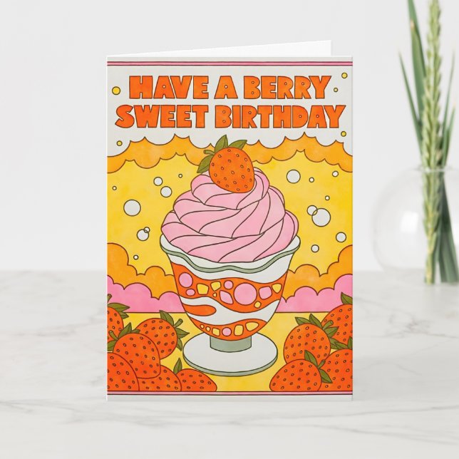 Tarjeta de Cumpleaños Berry Sweet con Letterpress (Anverso)