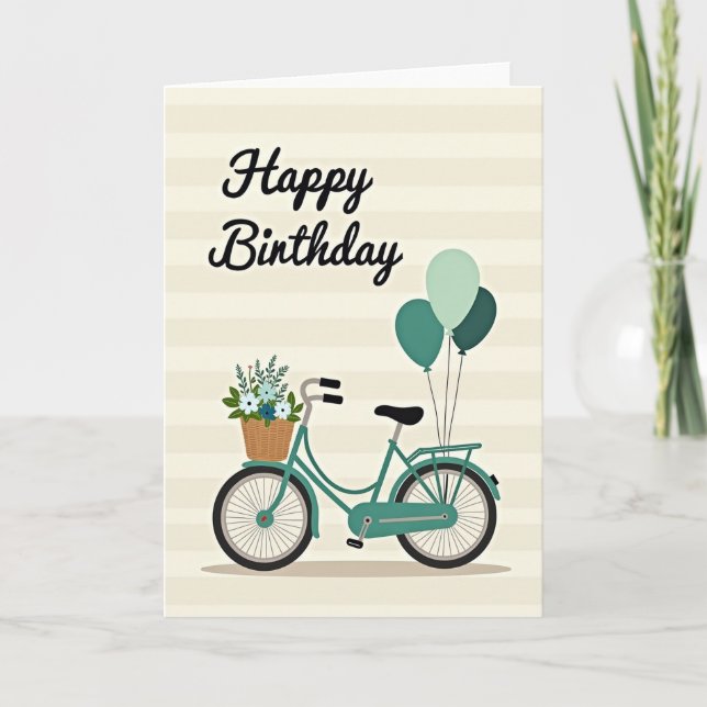 Tarjeta de cumpleaños Bicycle Blooms (Anverso)