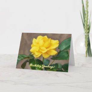 Tarjeta de cumpleaños Big Yellow Rose Bloom Flower