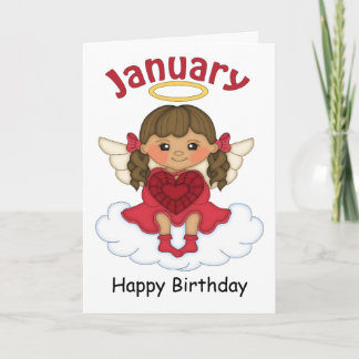 Tarjeta de cumpleaños Birthstone Angel Brunette