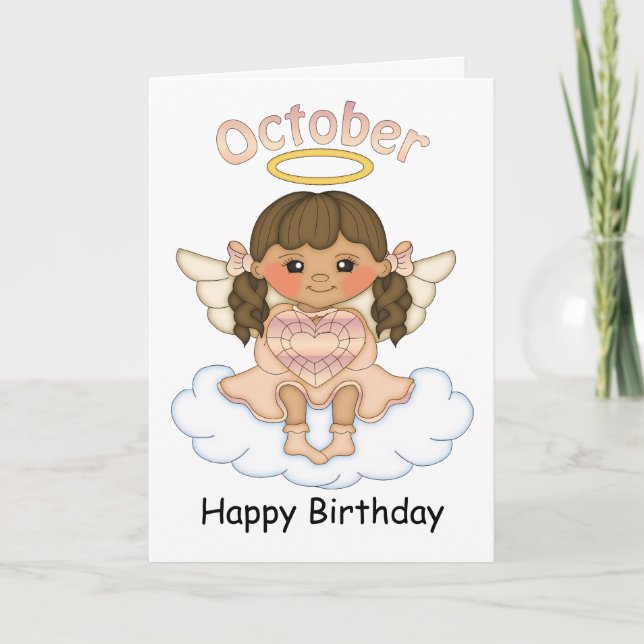 Tarjeta de cumpleaños Birthstone Angel Brunette de (Anverso)
