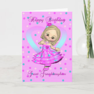 tarjeta de cumpleaños bisnieta - rosa y azul